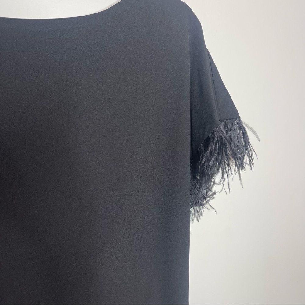 Jay X Jay Godfrey Womens Black Cocktail Budden Mini Dress Feather Sleeve New - Picture 7 of 14